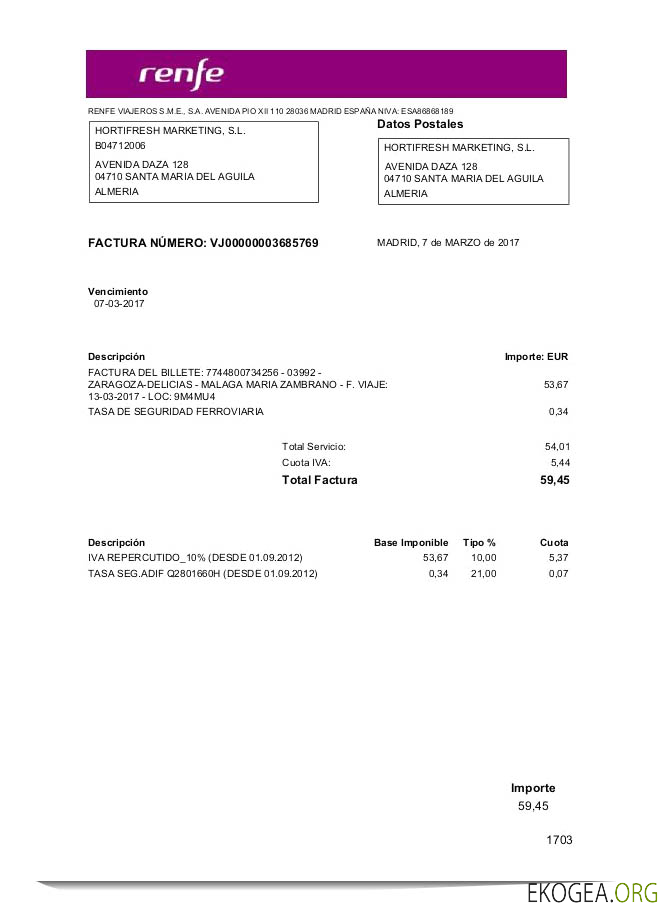 Latvia Renfe utility bill template in Word and PDF format